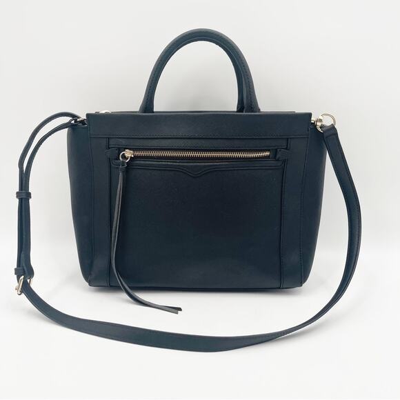 REBECCA MINKOFF Purse Monroe Tote Shoulder Bag Satchel Leather Gold Hardware - Picture 3 of 15